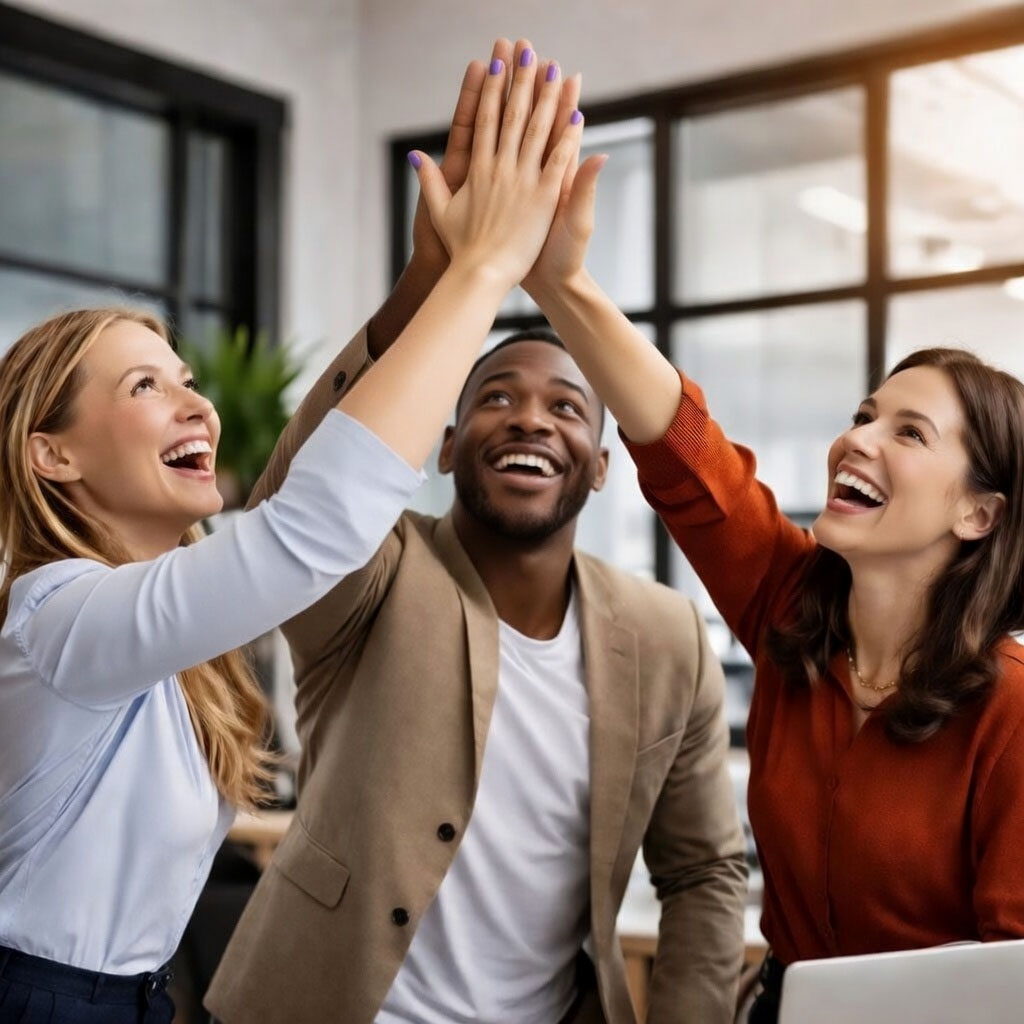 Team high five collaboration